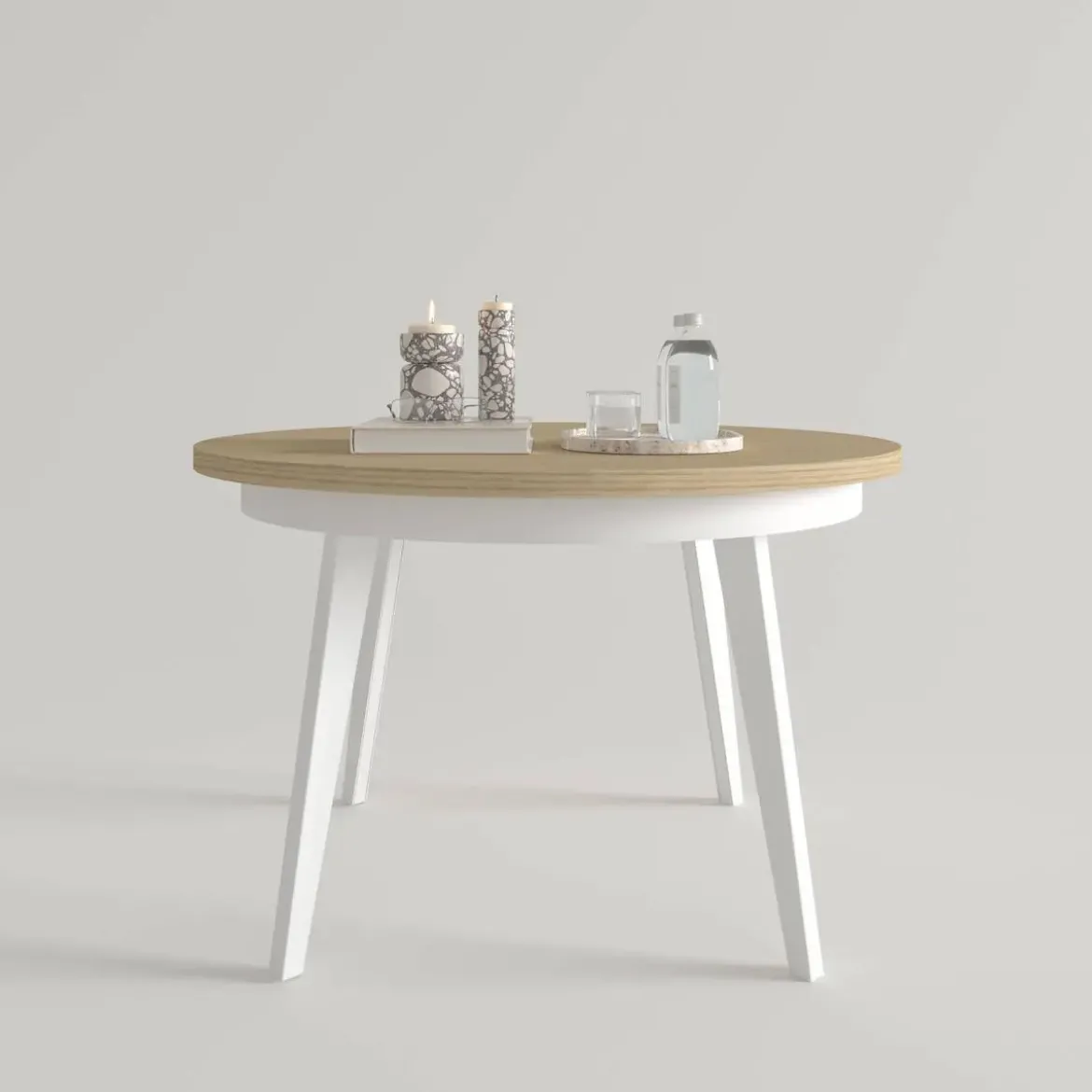 Mesa de Comedor Redonda Extensible 110-150 con Patas Metálicas Inclinadas M815