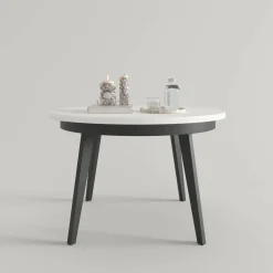 Mesa de Comedor Redonda Extensible 110-150 con Patas Metálicas Inclinadas M815