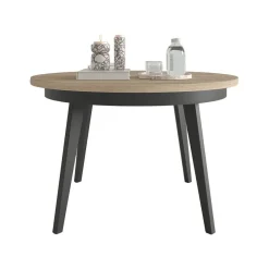 Mesa de Comedor Redonda Extensible 110-150 con Patas Metálicas Inclinadas M815