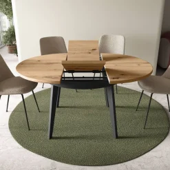 Mesa de Comedor Redonda Extensible 110-150 con Patas Metálicas Inclinadas M815