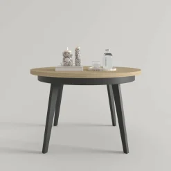Mesa de Comedor Redonda Extensible 110-150 con Patas Metálicas Inclinadas M815