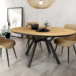 Mesa de Comedor Redonda Extensible 120 cm CANTÁBRICO