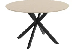 Mesa de Comedor Redonda Roble Claro con Base de Hierro MB-214483