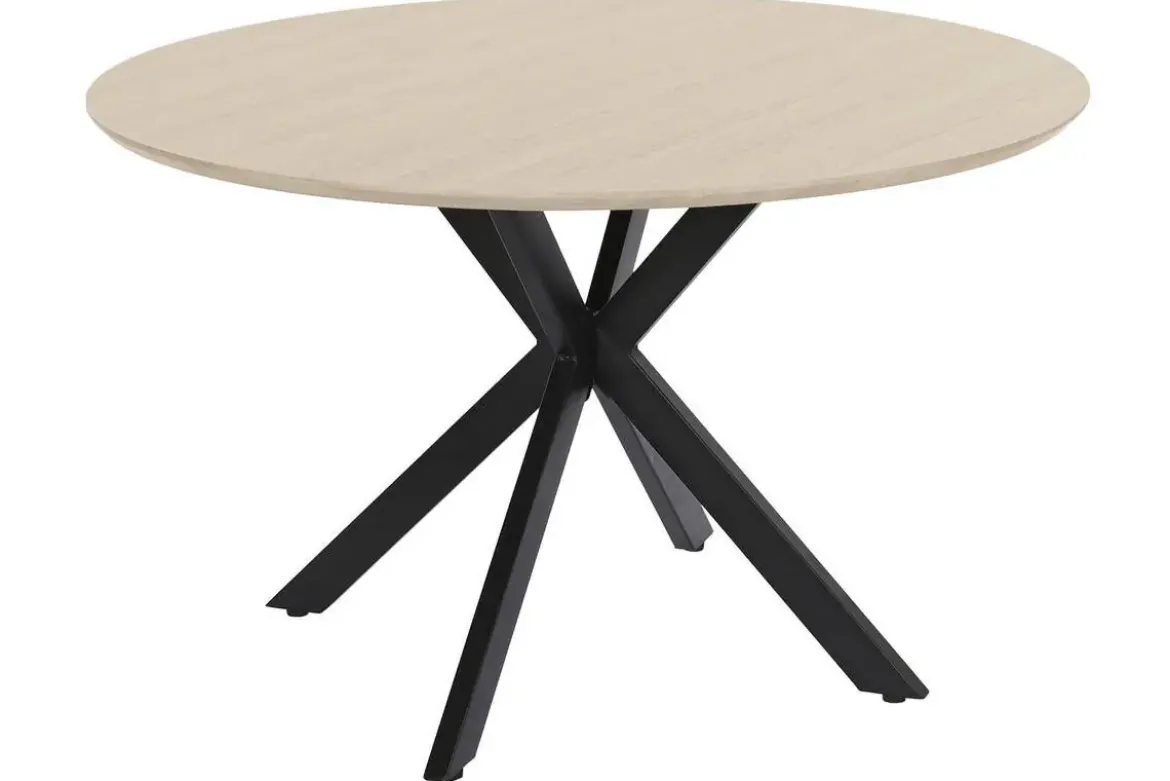 Mesa de Comedor Redonda Roble Claro con Base de Hierro MB-214483