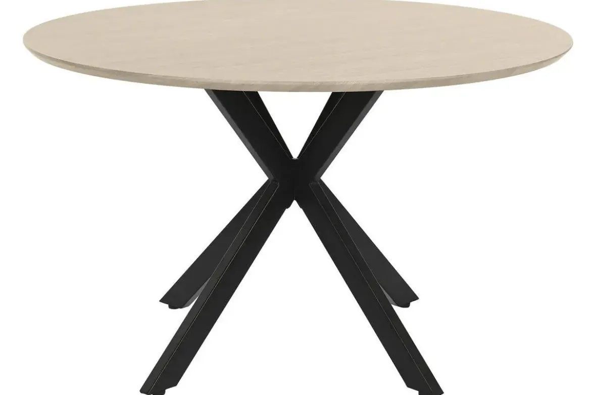 Mesa de Comedor Redonda Roble Claro con Base de Hierro MB-214483