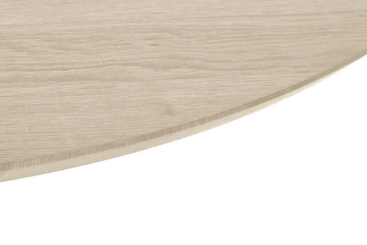 Mesa de Comedor Redonda Roble Claro con Base de Hierro MB-214483