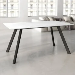 Mesa de Comedor 180x90cm con Estructura de Metal Negro OMAN
