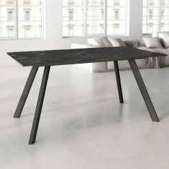Mesa de Comedor 180x90cm con Estructura de Metal Negro OMAN