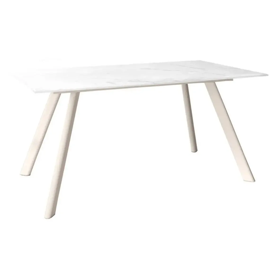 Mesa de Comedor 180x90cm con Estructura de Metal Marfil OMAN