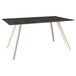 Mesa de Comedor 180x90cm con Estructura de Metal Marfil OMAN