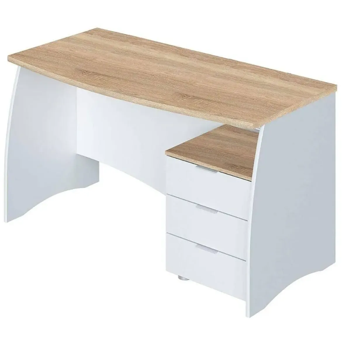 Mesa de Despacho con Tres Cajones en Blanco y Roble ESTIL 0F4625A