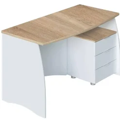 Mesa de Despacho con Tres Cajones en Blanco y Roble ESTIL 0F4625A