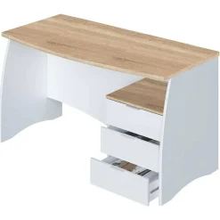 Mesa de Despacho con Tres Cajones en Blanco y Roble ESTIL 0F4625A