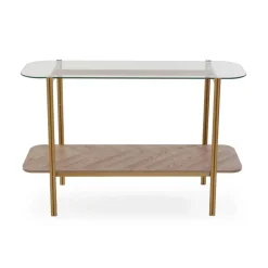 Mesa de Entrada Moderna con Cristal y Metal NIXO 120 cm