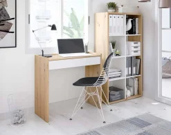 Mesa de escritorio de melamina roble nodi y blanco artik 012319W