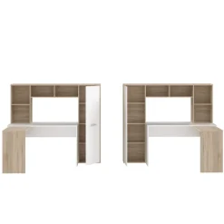 Mesa de Estudio Reversible Roble Sonoma y Blanco A5