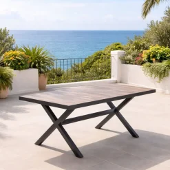 Mesa de Jardín Antracita Cerámica Imitación Madera GALICIA