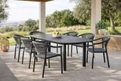 Mesa de Jardín Antracita 240 cm Aluminio Mármol ALGECIRAS