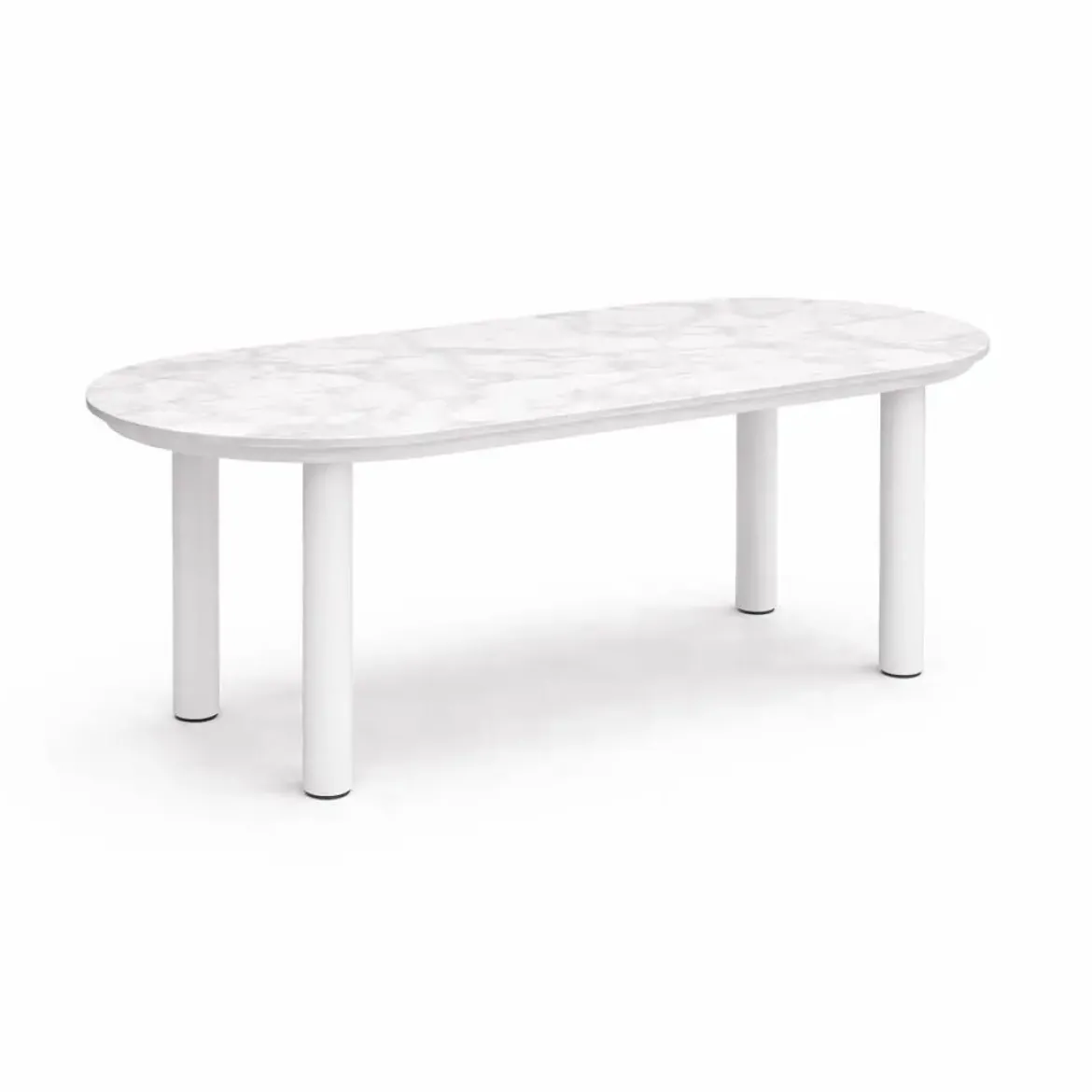 Mesa de Jardín Blanca 180 cm Aluminio Mármol ALGECIRAS