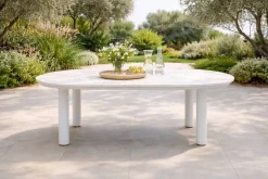 Mesa de Jardín Blanca 240 cm Aluminio Mármol ALGECIRAS