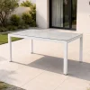 Mesa de Jardín Blanca de Aluminio y Cristal Cerámico RUMANIA