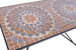 Mesa de Jardín de Forja con Tablero Cerámico Mosaico MB-224509