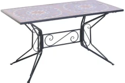 Mesa de Jardín de Forja con Tablero Cerámico Mosaico MB-224509