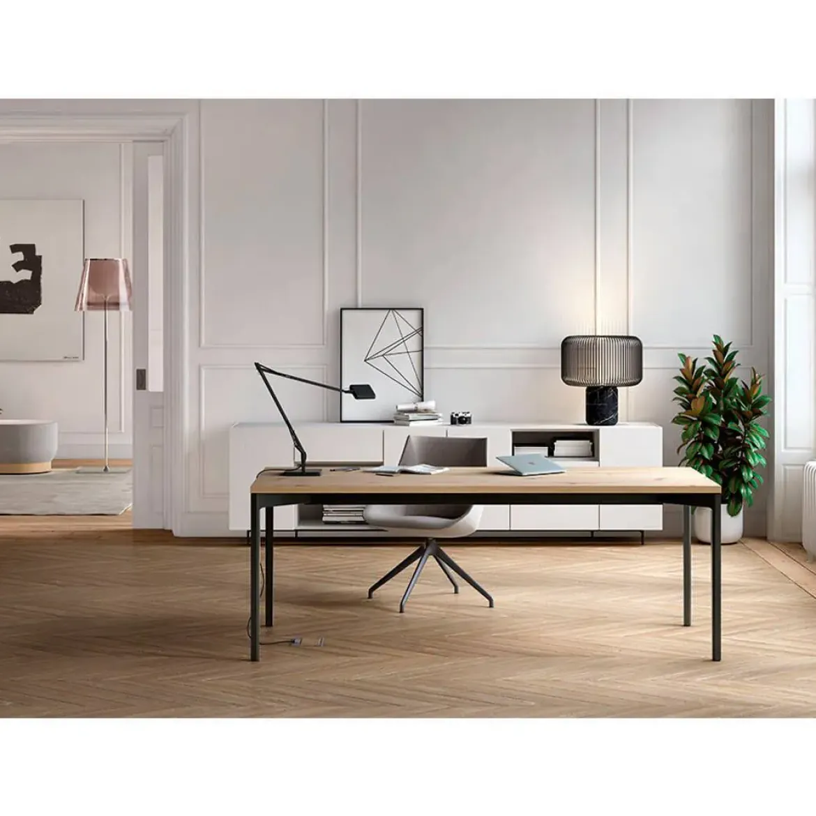 Mesa de Oficina con Tablero de Roble Hera HEXA