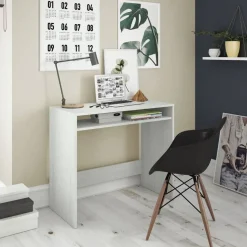 Mesa escritorio blanca de melamina con hueco de almacenaje inferior 008310Y