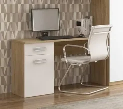 Mesa Estudio de 120 cm con Cajón y Puerta Cambrian/Blanco