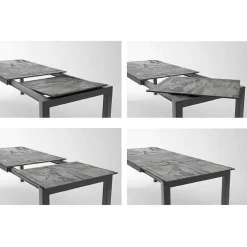 Mesa Extensible con Patas de Acero Aluminio y Encimera Aura 15 KERALA