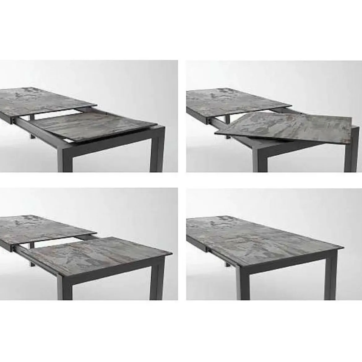 Mesa Extensible con Patas de Acero Antracita y Encimera Kelya KERALA