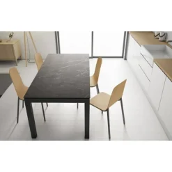 Mesa Extensible con Patas de Acero Antracita y Encimera Kelya KERALA