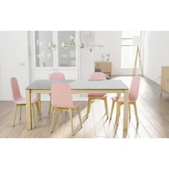 Mesa Extensible con Patas de Madera Tostada y Encimera Vera KERALA