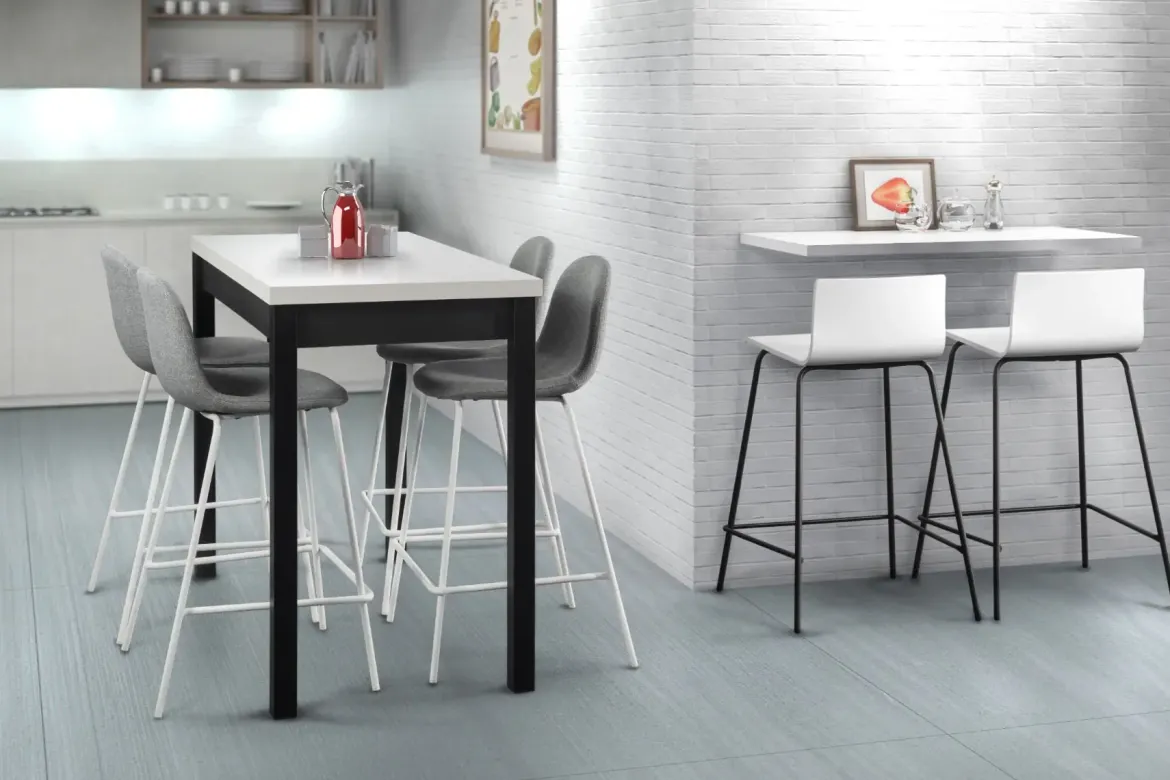 Mesa Fija de Cocina Laminada con Patas de Aluminio AZALEA