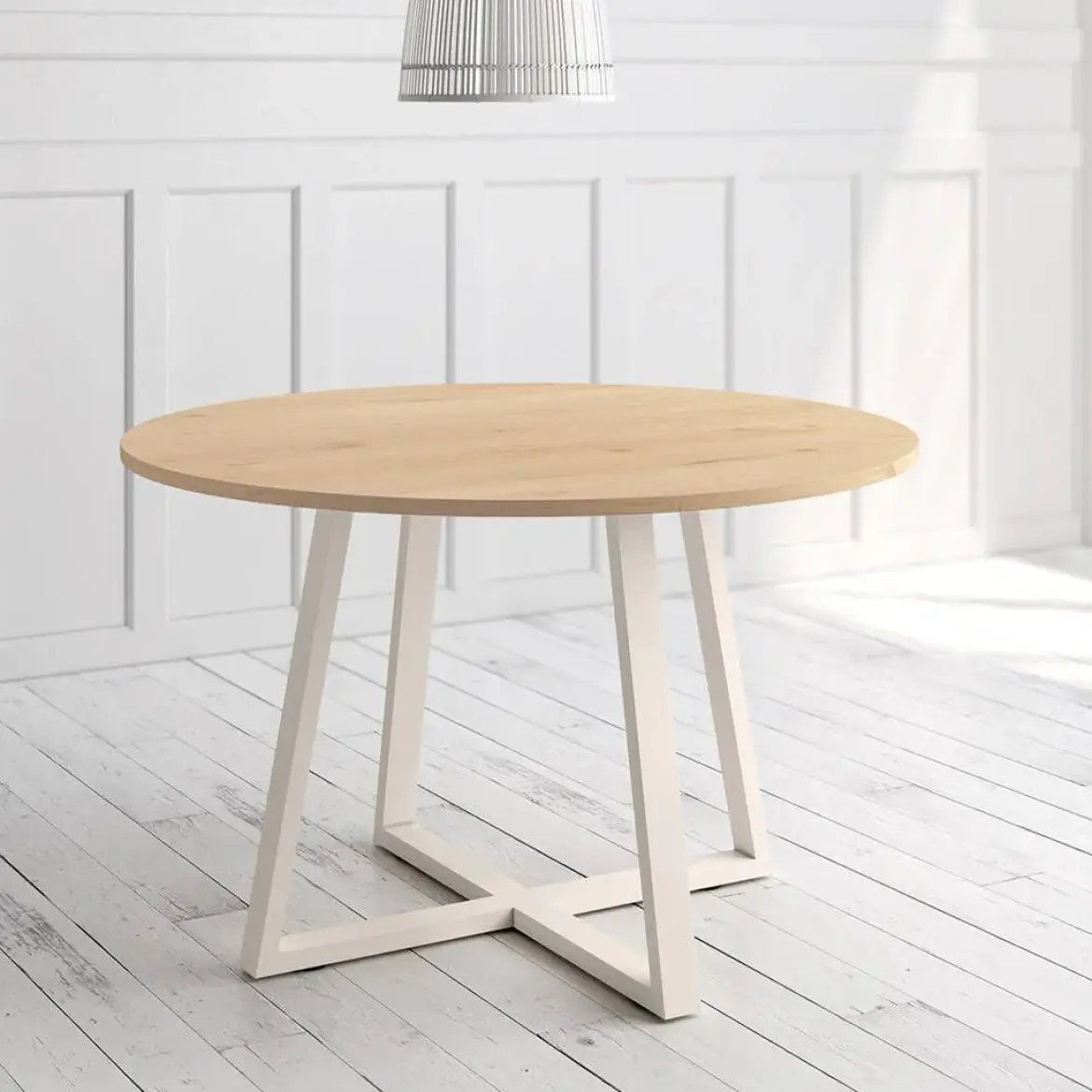 Mesa Lugano Circular 120 cm Estuctura Marfil BOGAL CNG049M