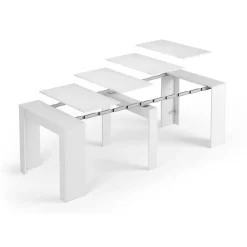 Mesa multifunción extensible de melamina blanca con 5 posiciones 004580BO