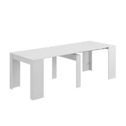 Mesa multifunción extensible de melamina blanca con 5 posiciones 004580BO