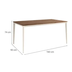 Mesa Ness Rectangular 160 cm Estuctura Marfil BOGAL CNG083M