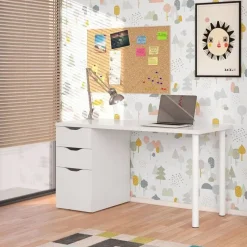 Mesa ordenador reversible de melamina blanco artik 004604A