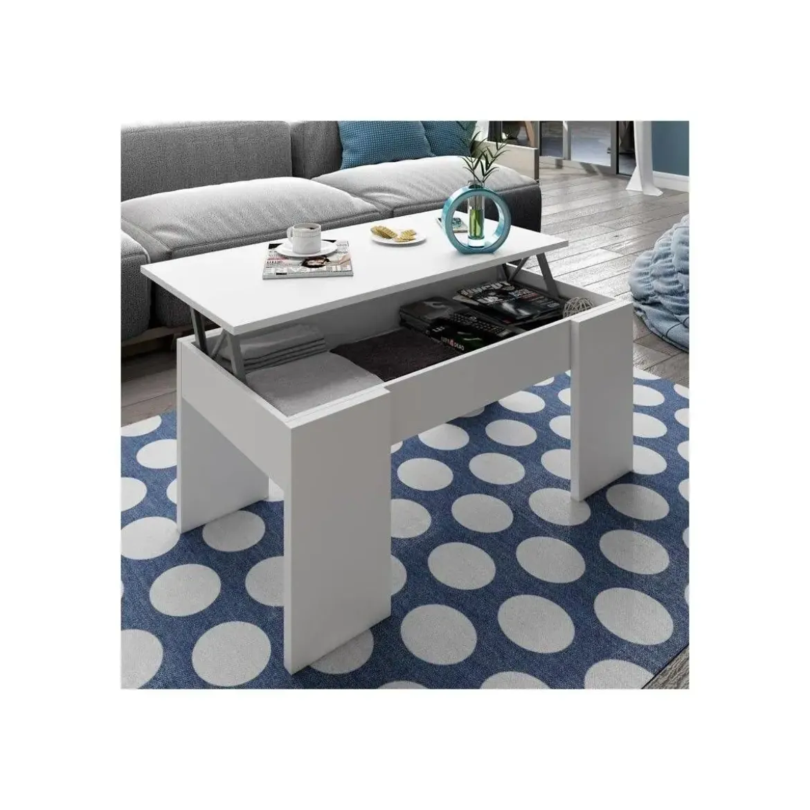 Mesa para centro con tapa elevable blanca artik 001640A