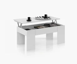 Mesa para centro con tapa elevable blanca artik 001640A