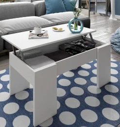 Mesa para centro con tapa elevable blanca artik 001640A