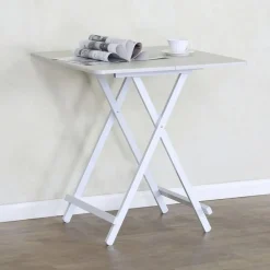 Mesa Plegable Acabado Blanco Estructura en Madera 311938