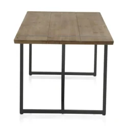Mesa rectangular de metal con sobre de madera maciza color natural GABAR 10963