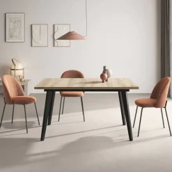 Mesa Rectangular Fija 140x90 cm con Patas Metálicas Inclinadas M812