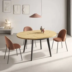 Mesa Redonda Extensible 100 cm con Patas Metálicas Inclinadas M816