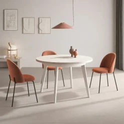 Mesa Redonda Extensible 100 cm con Patas Metálicas Inclinadas M816