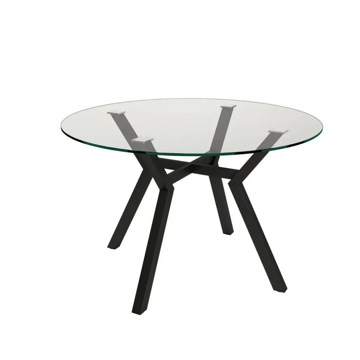 Mesa redonda fija 120 cm con estructura metálica color negro y tablero de cristal ALBORAN CNG007NL