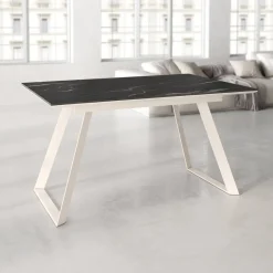 Mesa Sena Extensible de 140 cm de Porcelana con Estructura Marfil BOGAL CNG086M